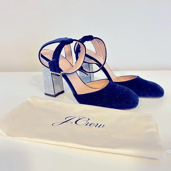 J.CREW Blue Velvet Harlow Pumps NEW - Picture 2 of 6